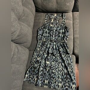 Aqua Black and Blue Backless Dress